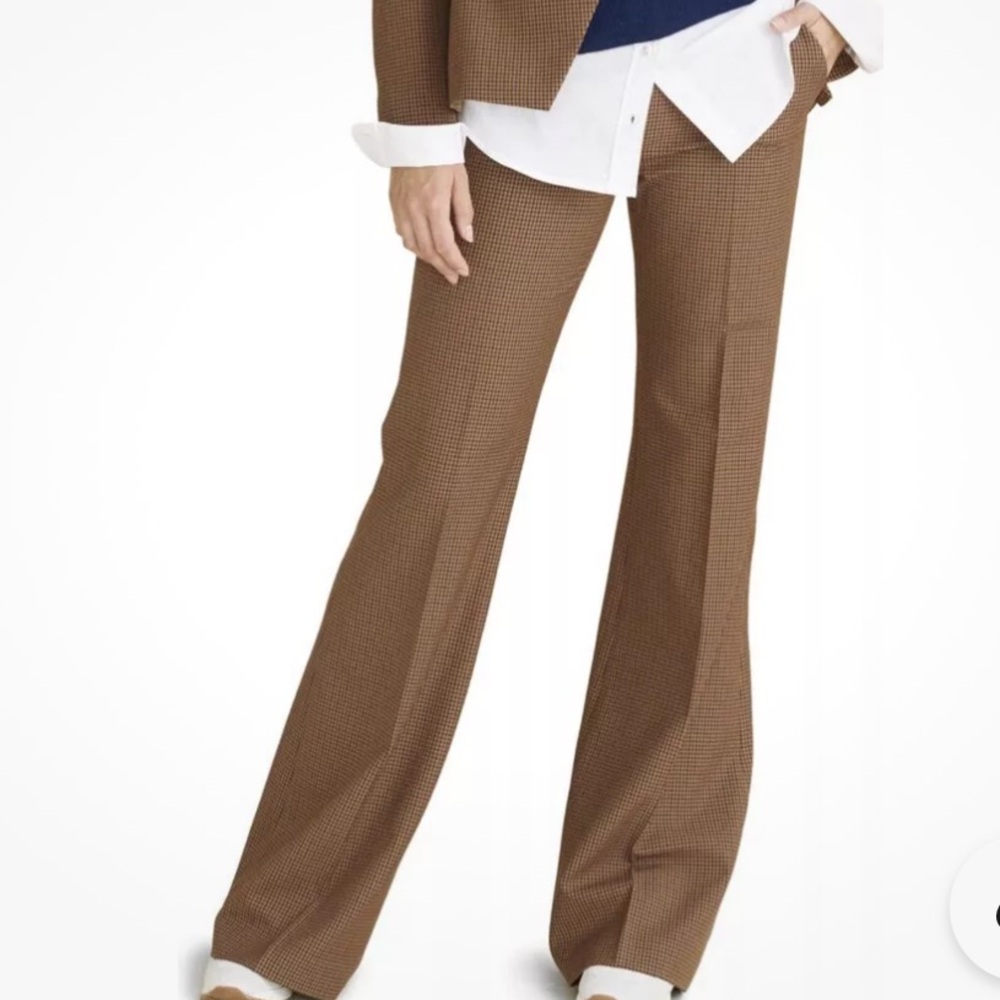 VERONICA BEARD Lebone Check/Houndstooth Wide Leg Pants In Camel Size 8 Like New!